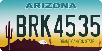 AZ license plate BRK4535