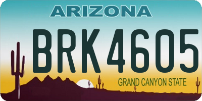 AZ license plate BRK4605