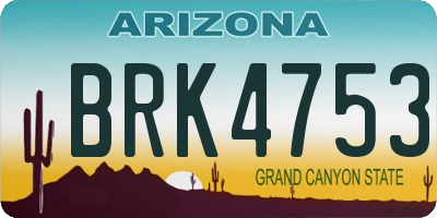 AZ license plate BRK4753
