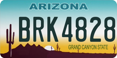 AZ license plate BRK4828