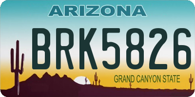 AZ license plate BRK5826