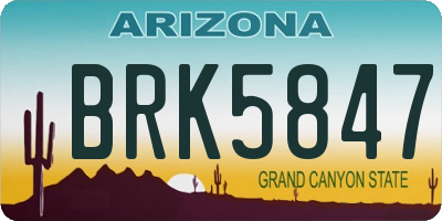 AZ license plate BRK5847