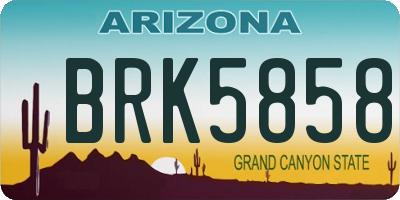 AZ license plate BRK5858