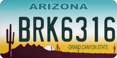AZ license plate BRK6316