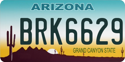 AZ license plate BRK6629