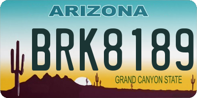 AZ license plate BRK8189