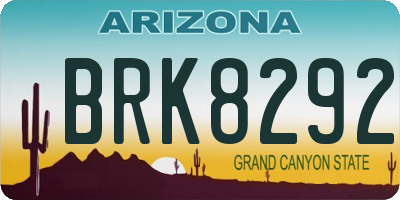 AZ license plate BRK8292