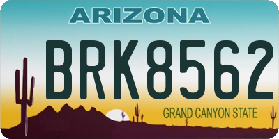 AZ license plate BRK8562