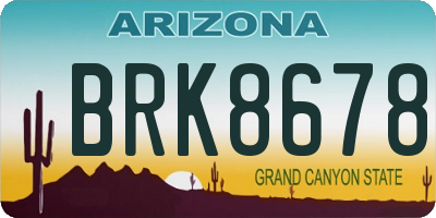 AZ license plate BRK8678