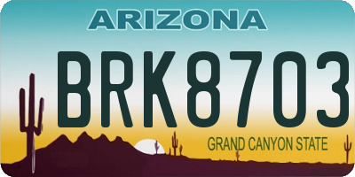 AZ license plate BRK8703