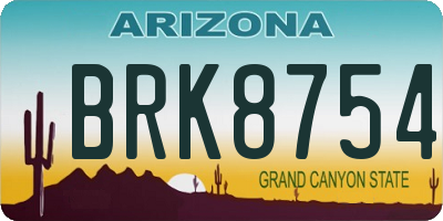 AZ license plate BRK8754