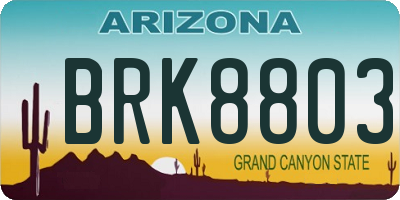 AZ license plate BRK8803
