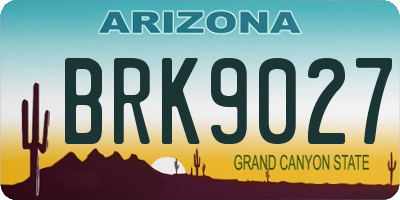 AZ license plate BRK9027