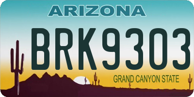 AZ license plate BRK9303