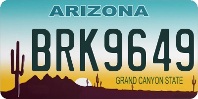 AZ license plate BRK9649