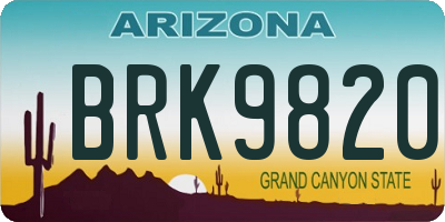 AZ license plate BRK9820
