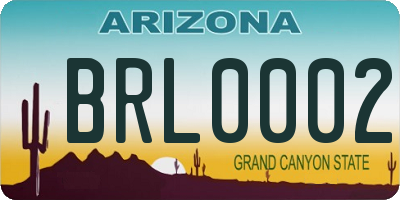 AZ license plate BRL0002