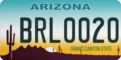 AZ license plate BRL0020
