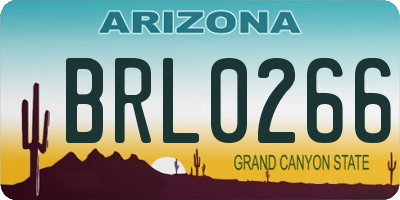 AZ license plate BRL0266