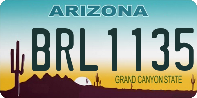 AZ license plate BRL1135