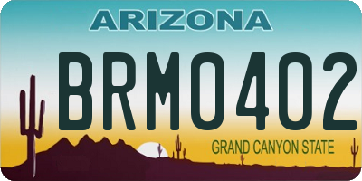 AZ license plate BRM0402