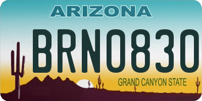 AZ license plate BRN0830