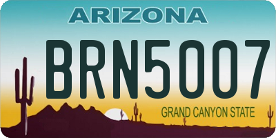 AZ license plate BRN5007