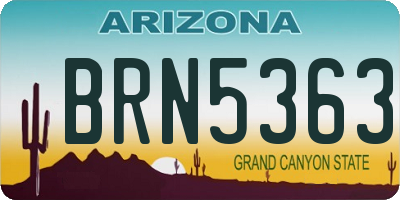 AZ license plate BRN5363