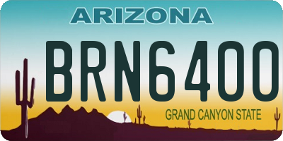 AZ license plate BRN6400