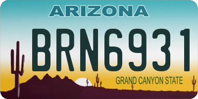 AZ license plate BRN6931
