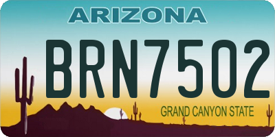 AZ license plate BRN7502