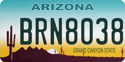AZ license plate BRN8038