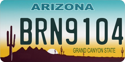 AZ license plate BRN9104