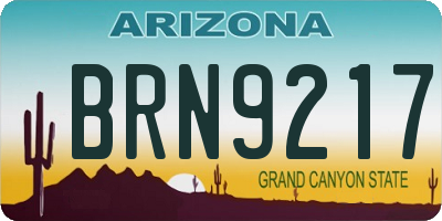 AZ license plate BRN9217