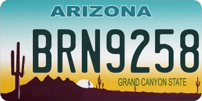 AZ license plate BRN9258