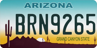 AZ license plate BRN9265