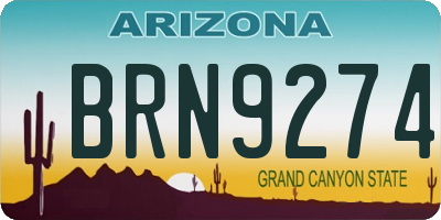 AZ license plate BRN9274
