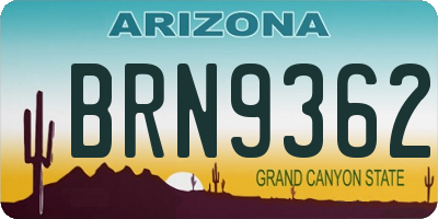 AZ license plate BRN9362