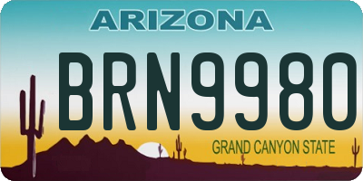 AZ license plate BRN9980