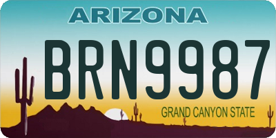 AZ license plate BRN9987
