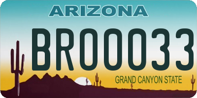AZ license plate BRO0033
