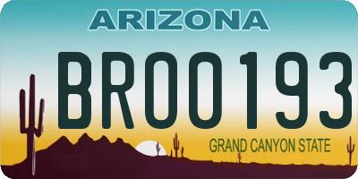 AZ license plate BRO0193