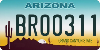 AZ license plate BRO0311