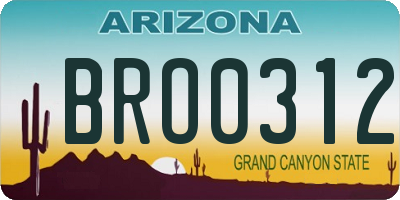AZ license plate BRO0312