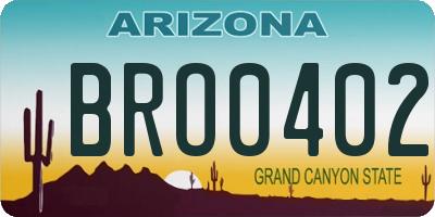 AZ license plate BRO0402