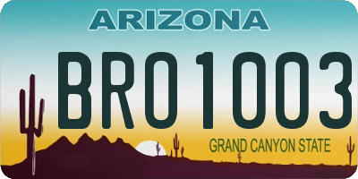 AZ license plate BRO1003