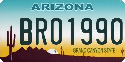 AZ license plate BRO1990