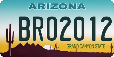 AZ license plate BRO2012