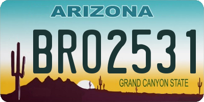 AZ license plate BRO2531