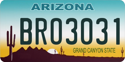 AZ license plate BRO3031